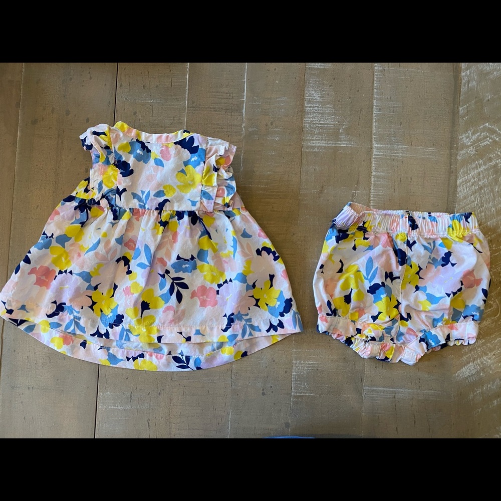 3M Spring Floral Dress and Bloomer Set